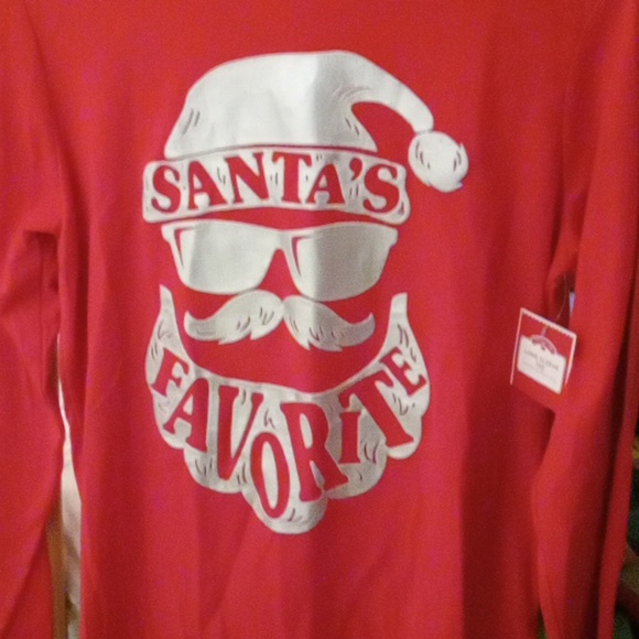 Holiday Time- Red "Santa's Favorite" Long Sleeve Holiday Tee-(14-16) Kids - Picture 3 of 4
